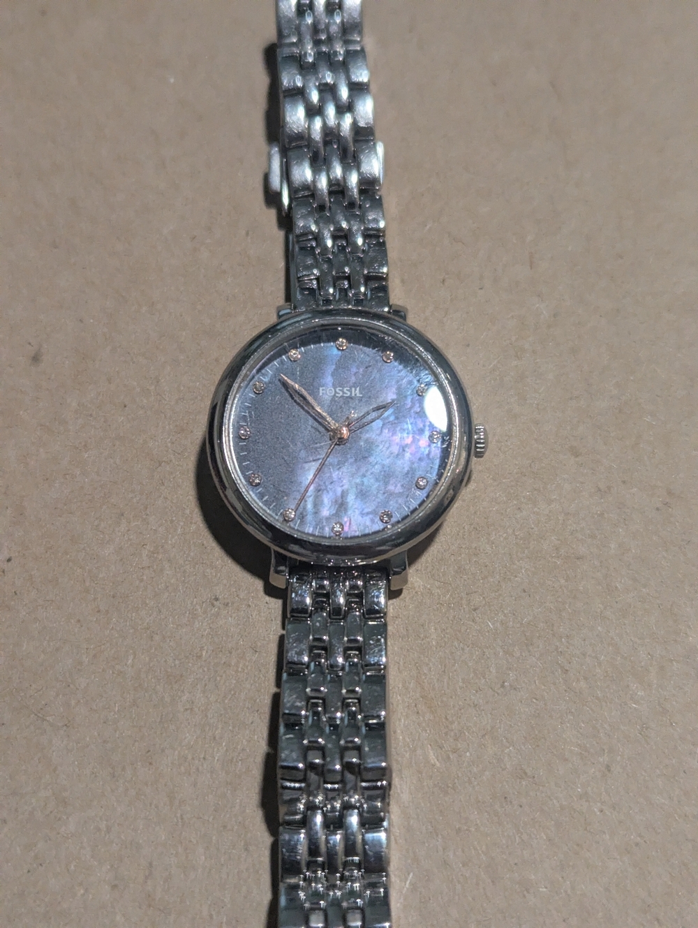 Fossil Watch With Blue Iridescent/Marble Face.